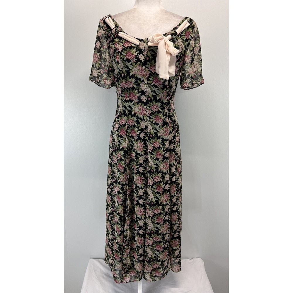 Vtg Cynthia Crowley X Holt Renfrew Floral Midi Dress Sz 6 Women's Cottagecore US